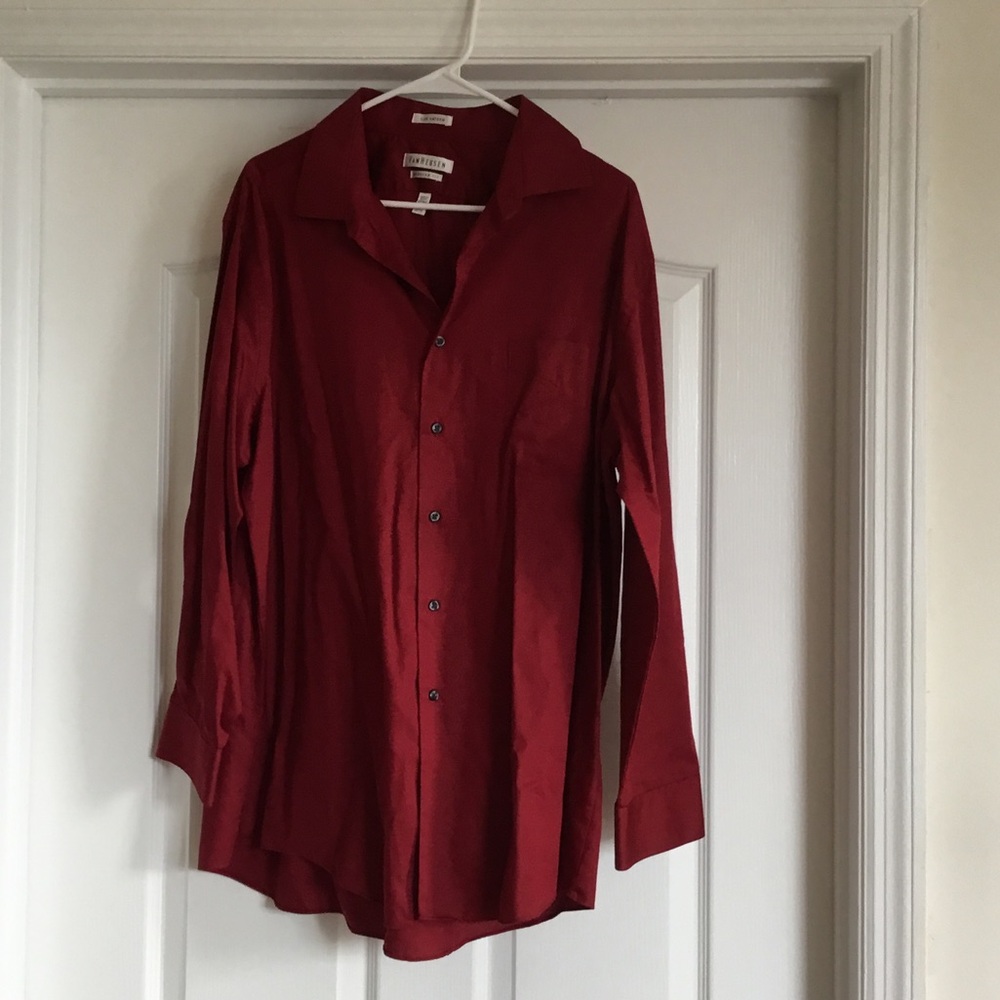 Van Heusen Lux Sateen Deep Red Casual Button Down Shirt